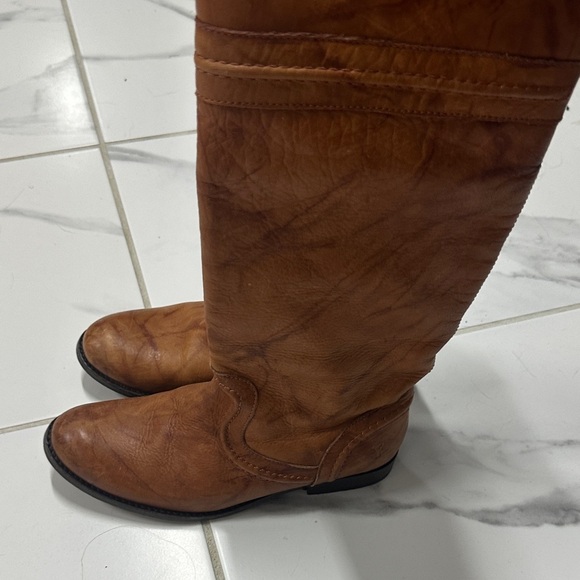 Frye Shoes - Frye Cream-Tan Leather Boot Interior Label Detail